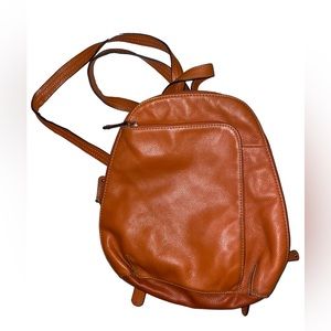 Tiganello Leather Backpack Small Purse Women’s Brown Orange Zip